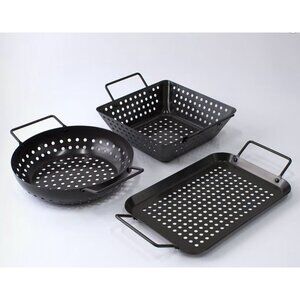 Char-Broil 3-Piece Non-Stick Grill Topper Set With Mini Pans Includes Round, Squ